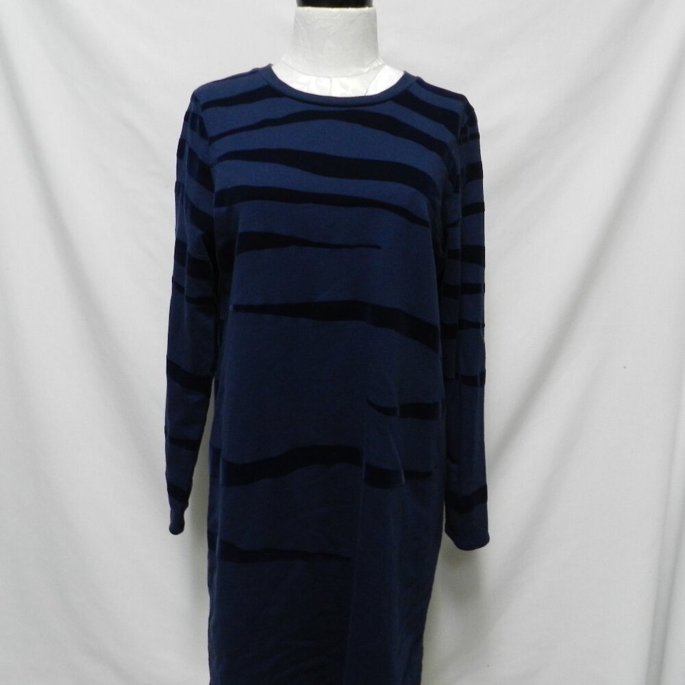 Boden tiger stripe knit dress navy blue below knee w/ Velvet Size Sz US 12R 12